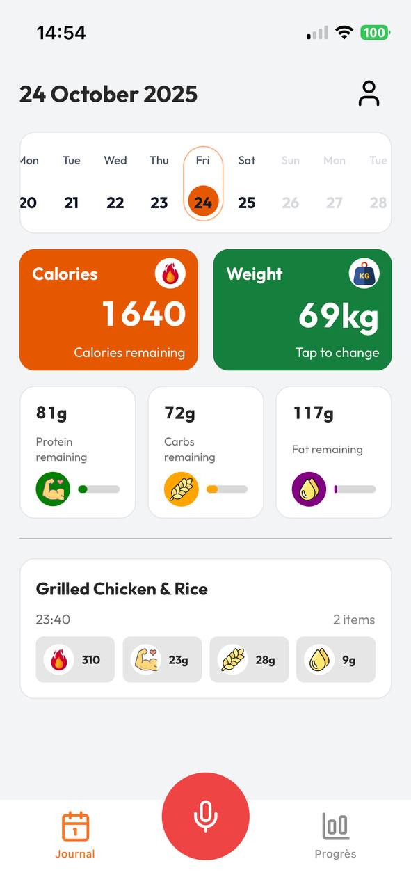 VoiCal dashboard screen